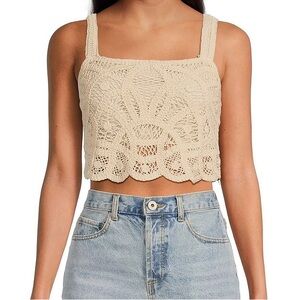 Every Crochet Square Neck Sleeveless Side Zip Crop Top